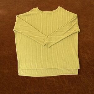 Time and Tru Olive Green Ribbed Knit Long Sleeve Top | XL (16–18)